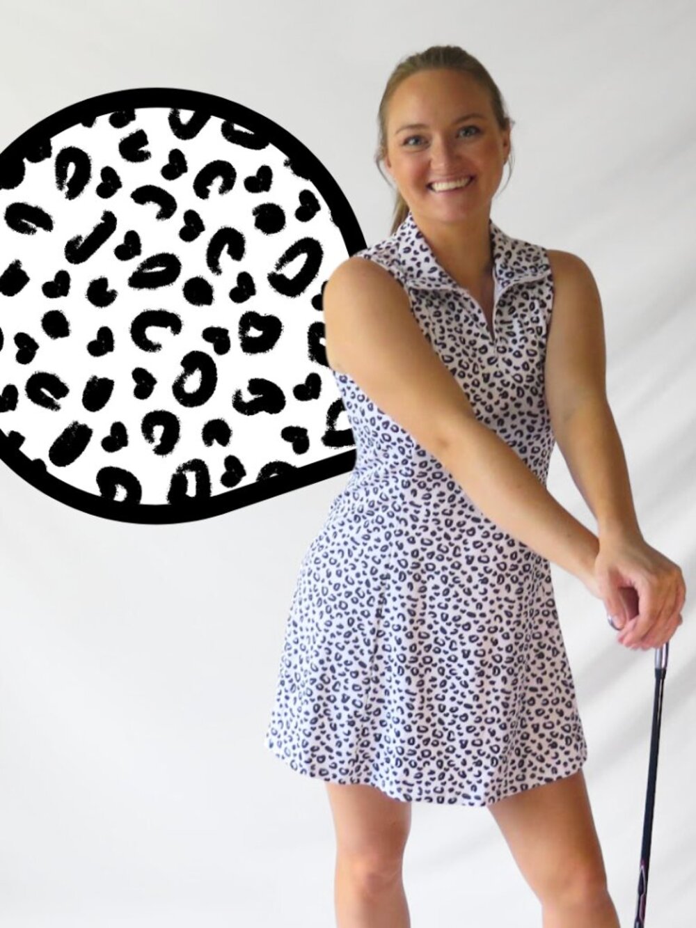 Black and White Cheetah Golf or Tennis Dress with Matching Shorts